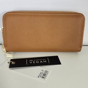 Isabelle Tan Zip Around Wallet | PETA Approved Vegan | NWT